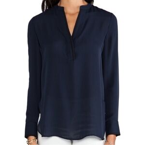 Vince Silk Tipped Contrast Long Sleeve Blouse- size 2- NWT